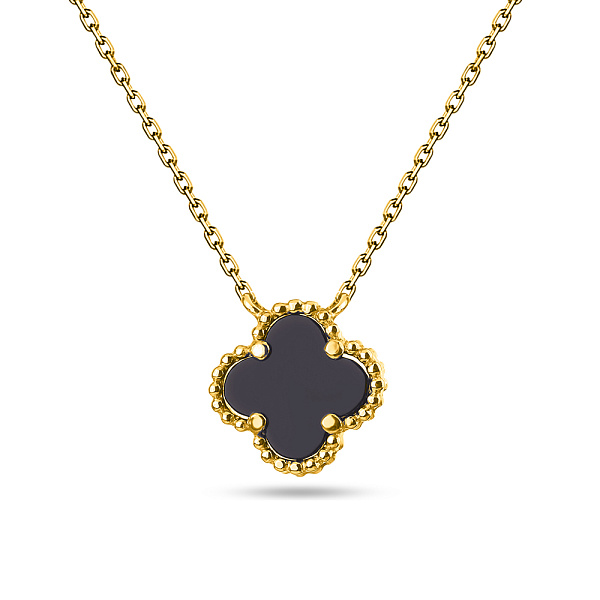 Колье "Клевер" из серебра с желтым родированием и ониксом (арт. 7507/470/15жо) – изображение 1