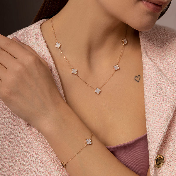 Колье Клевер из красного золота с перламутром (арт. 361495/8п) – изображение 4