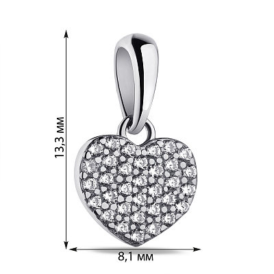 Срібний кулон Серце з фіанітами  (арт. 7503/4022)