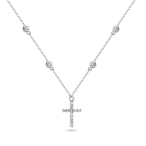 Серебряное колье с крестиком и фианитами (арт. 7507/1392) – изображение 1