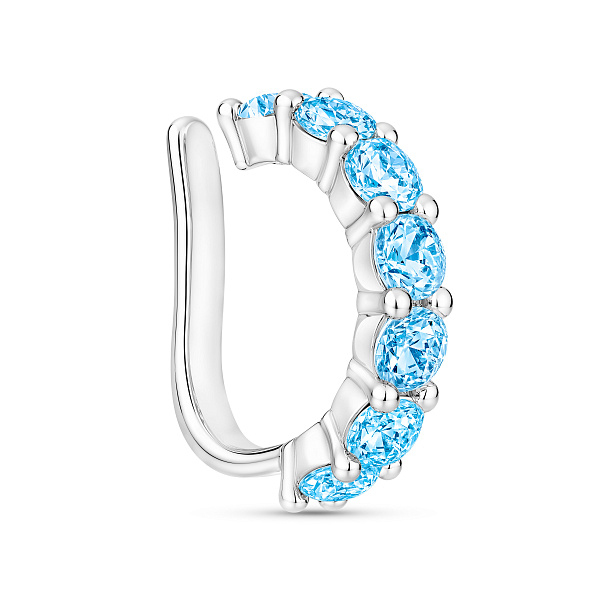 Серебряная одиночная серьга-каффа с альпинитами (арт. 7502/10615агя) – изображение 1
