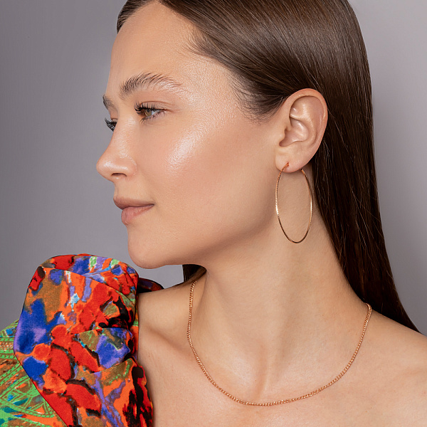 Золотые серьги-кольца с алмазной гранью (арт. 121903/55) – изображение 3