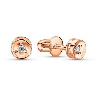 Фото Золотые серьги пусеты с бриллиантом (арт. Т011001)