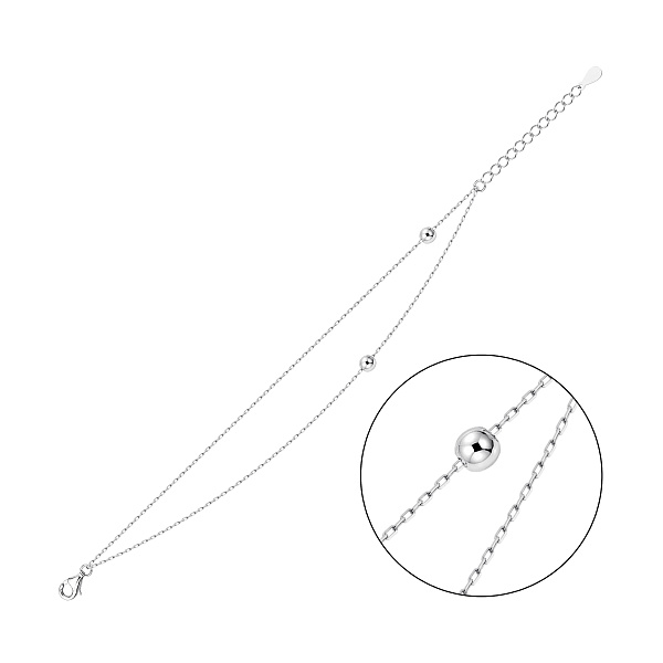 Серебряный двойной браслет без камней (арт. 7509/5550) – изображение 1