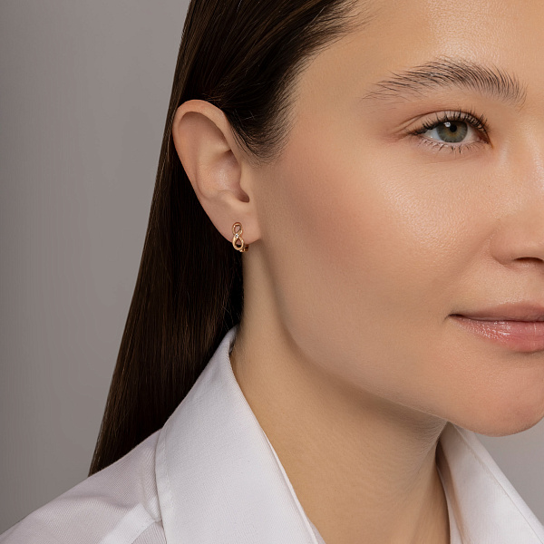 Сережки из золота Бесконечность с фианитами (арт. 110754) – изображение 2