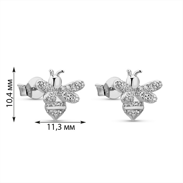 Пусеты из серебра с фианитами (арт. 7518/6995) – изображение 2