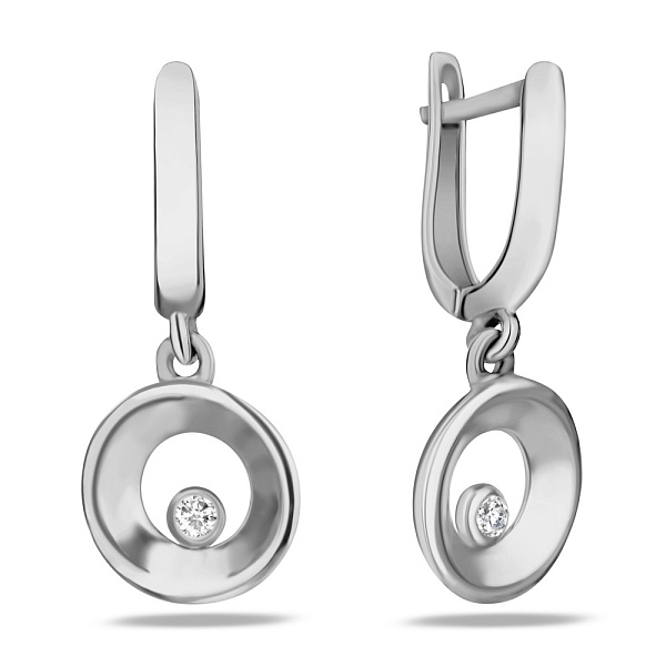 Серьги-подвески из белого золота с фианитами (арт. 106344б) – изображение 1