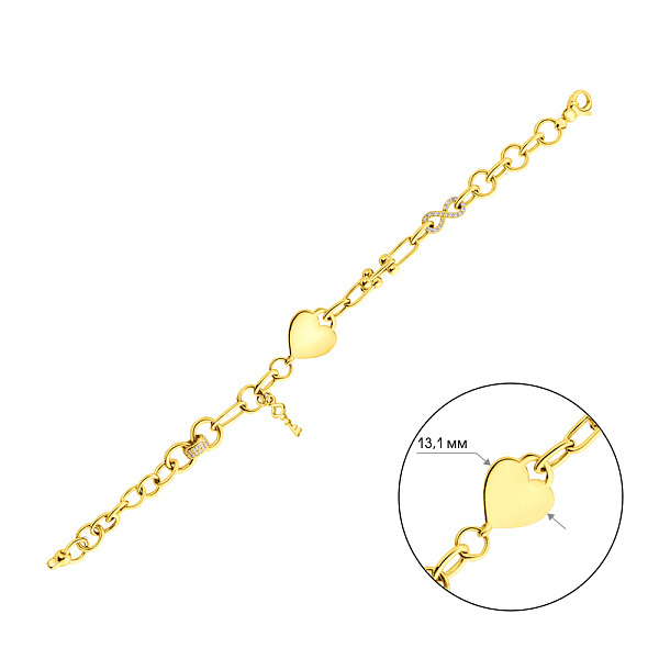 Золотий браслет Серце з підвіскою (арт. 325388жП1) – зображення 3