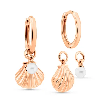 Золоті сережки-кільця з підвісками (арт. 1101039)