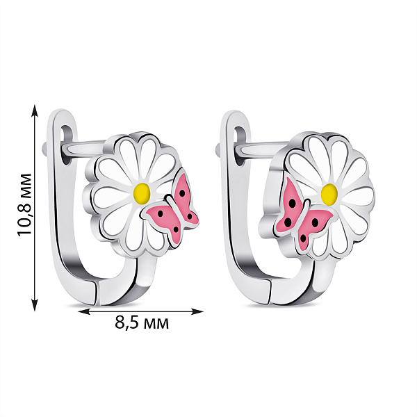 Серебряные детские серьги с эмалью (арт. 7502/9688е) – изображение 2
