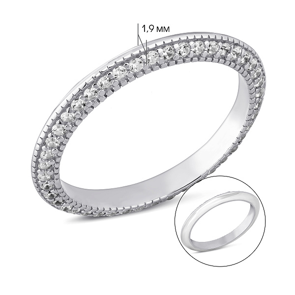 Тонка срібна каблучка зі фіанітами та емаллю (арт. 7501/8369еб) – зображення 4