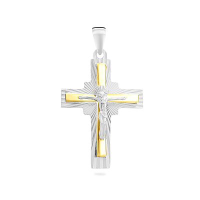Золотой нательный крестик с распятием  (арт. 503862бж)