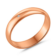 Золотое обручальное кольцо классическое Комфорт с бриллиантом (арт. К220200)