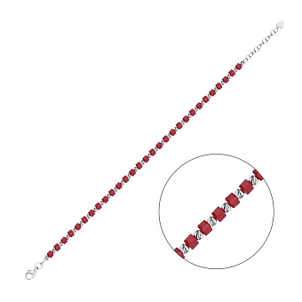Срібний браслет з червоним оніксом (арт. 7509/2101/4ок)