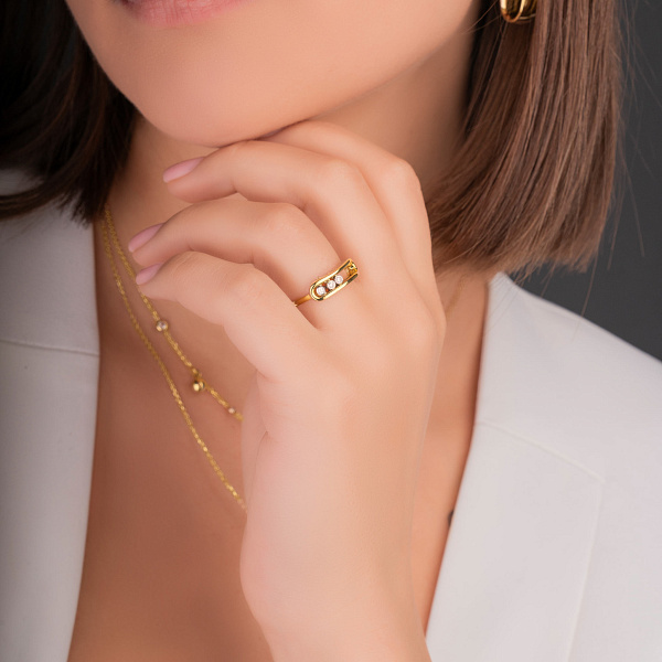 Золота каблучка з фіанітами (арт. 155327ж) – зображення 2