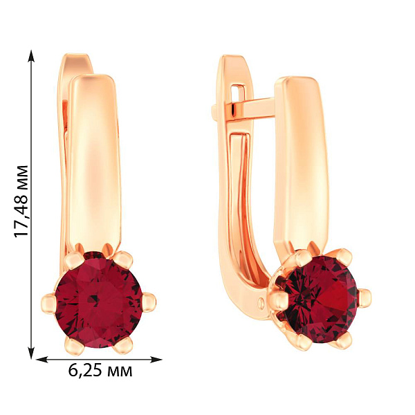 Золотые сережки с гранатом (арт. 110815Пк) – изображение 2