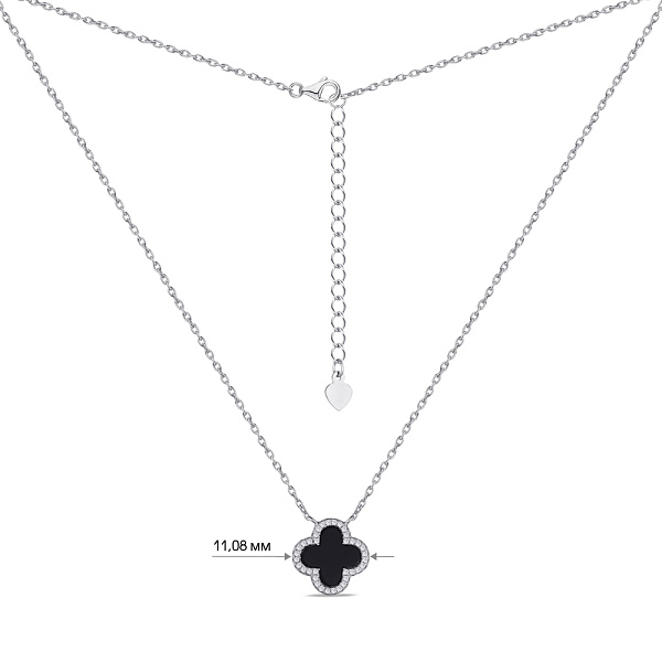 Колье "Клевер" из серебра с ониксом и фианитами (арт. 7507/977/10о) – изображение 3