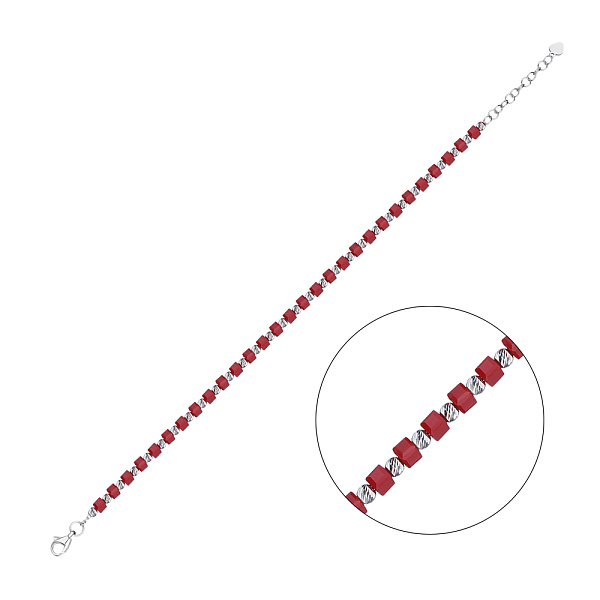 Срібний браслет з червоним оніксом (арт. 7509/2101/4ок) – зображення 1