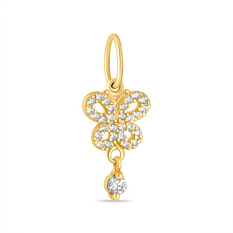 Фото Подвеска из желтого золота Бабочка с фианитами (арт. 422130ж)