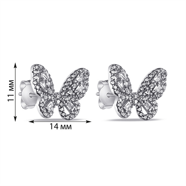 Срібні сережки Метелики з фіанітами (арт. 7518/6940) – зображення 2