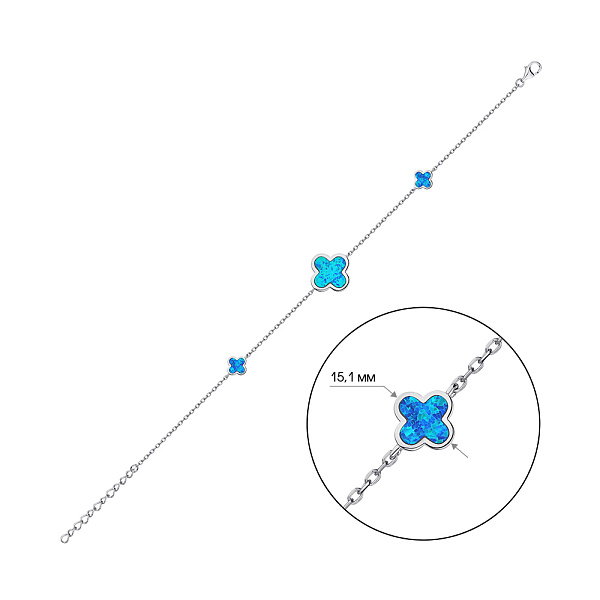 Срібний браслет з опалом (арт. 7509/4643Пос) – зображення 2
