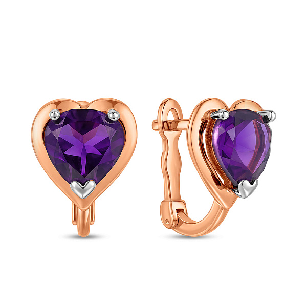 Золотые серьги с аметистом (арт. 104096а) – изображение 1