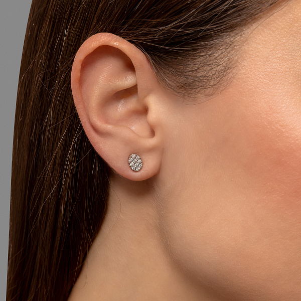 Серьги-пусеты из белого золота с бриллиантами (арт. С341592010б) – изображение 2