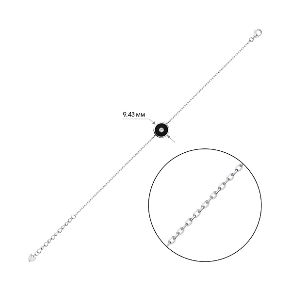 Браслет серебряный с эмалью и с фианитом (арт. 7509/3060/10еч) – изображение 2