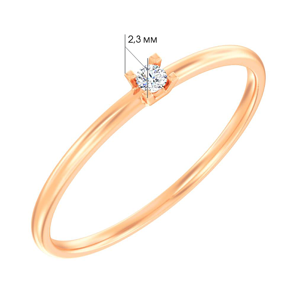 Золота каблучка для заручин з одним фіанітом (арт. 140894) – зображення 3