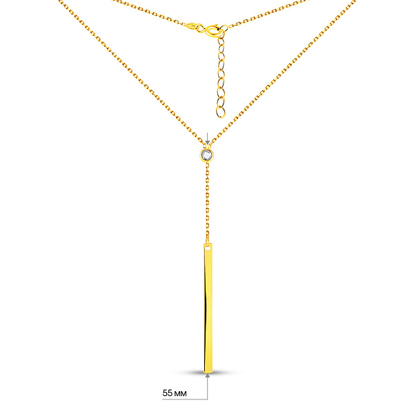 Кольє-краватка з жовтого золота з фіанітом (арт. 352497ж) – зображення 4