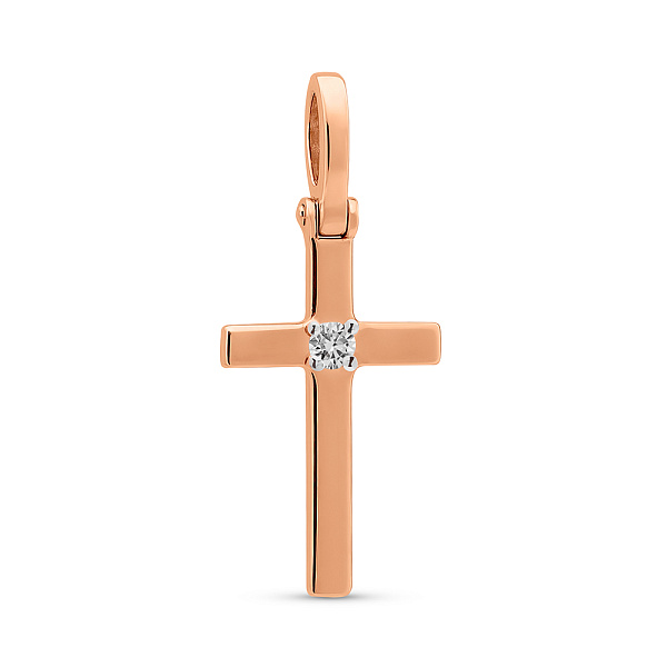 Золота підвіска-хрестик з діамантом (арт. П011022) – зображення 1