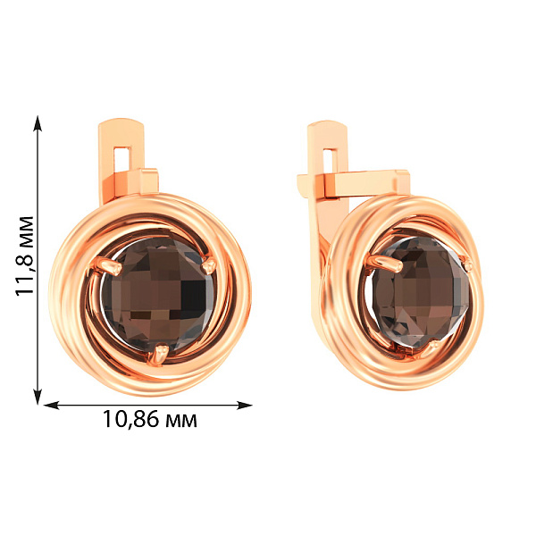 Золотые серьги с кварцем  (арт. 110377Пкр) – изображение 2