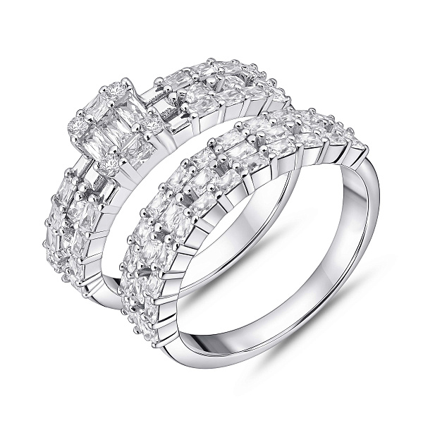 Двойное серебряное кольцо с фианитами (арт. 7501/8473) – изображение 1