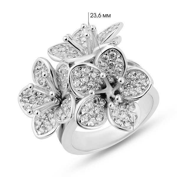 Массивное кольцо из белого золота с фианитами (арт. 150970б) – изображение 2