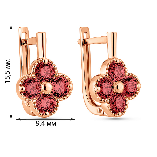 Серьги из красного золота с гранатом (арт. 111246Пк) – изображение 2