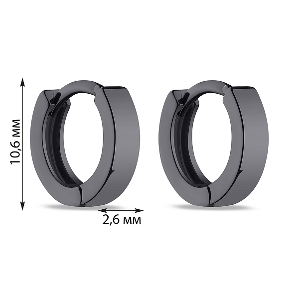 Серьги-кольца из серебра с черным родированием (арт. 7502/2334/10ч) – изображение 2