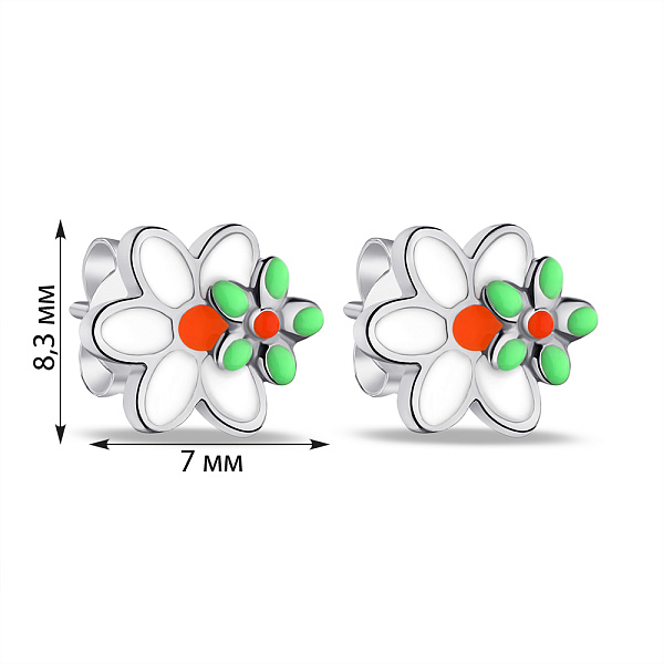 Серьги-пусеты из серебра Цветочки (арт. 7518/6805ебз) – изображение 2
