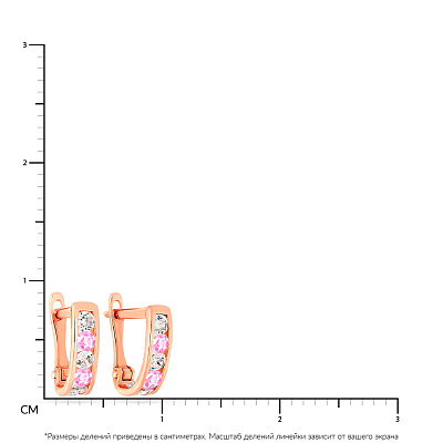 Детские золотые серьги с розовыми фианитами (арт. 110144р)
