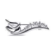 Серебряная брошь Птички с дорожкой из фианитов (арт. 7505/220)