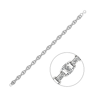 Фото Мужской серебряный браслет с узором (арт. 7909/5215ч)