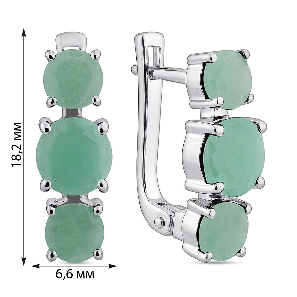 Серебряные серьги с изумрудами (арт. 7502/1663851Изм) – изображение 2