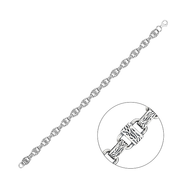 Мужской серебряный браслет с узором (арт. 7909/5215ч) – изображение 1