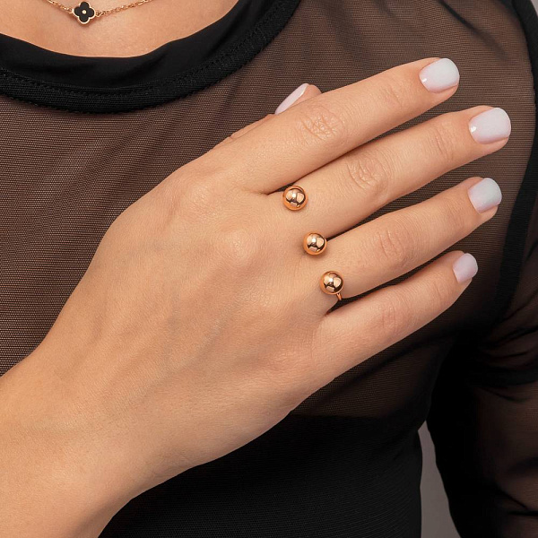 Золота каблучка на два пальці (арт. 1401038) – зображення 2