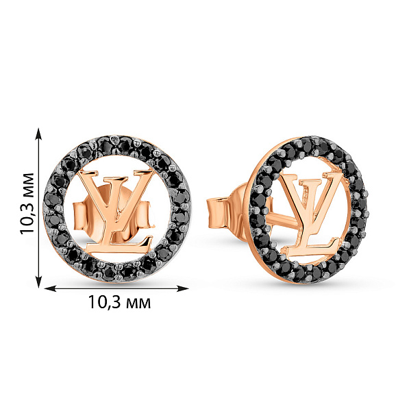 Серьги-пусеты из красного золота с черными фианитами (арт. 1091055ч) – изображение 4