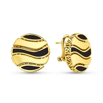 Сережки з жовтого золота Francelli з оніксом (арт. 1091327жо)