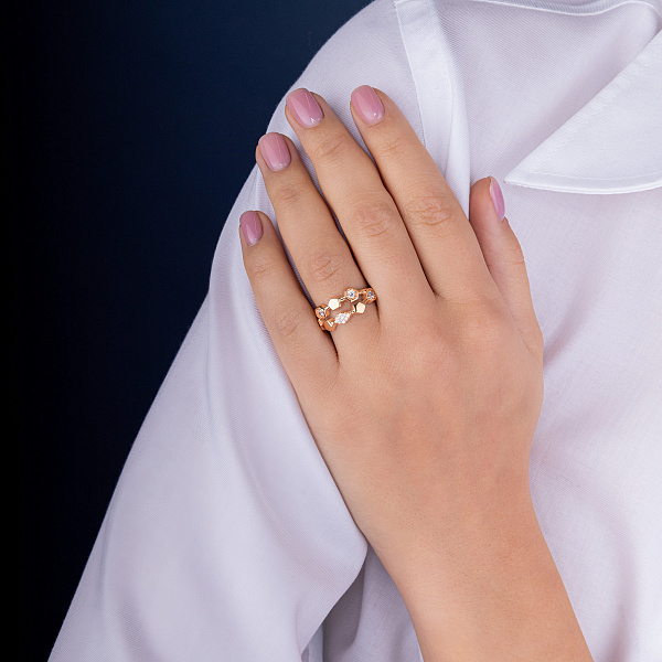 Кольцо из красного золота с фианитами (арт. 156081) – изображение 2