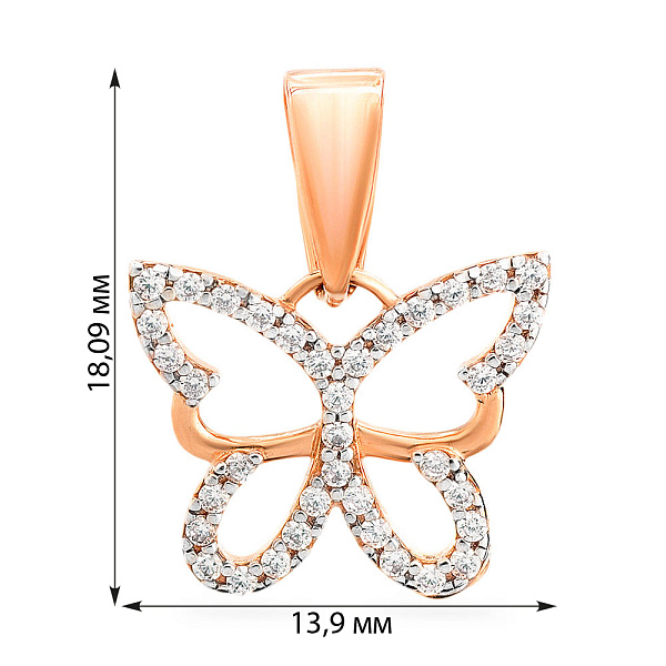 Золота підвіска «Метелик» з білими фіанітами (арт. 440423) – зображення 2