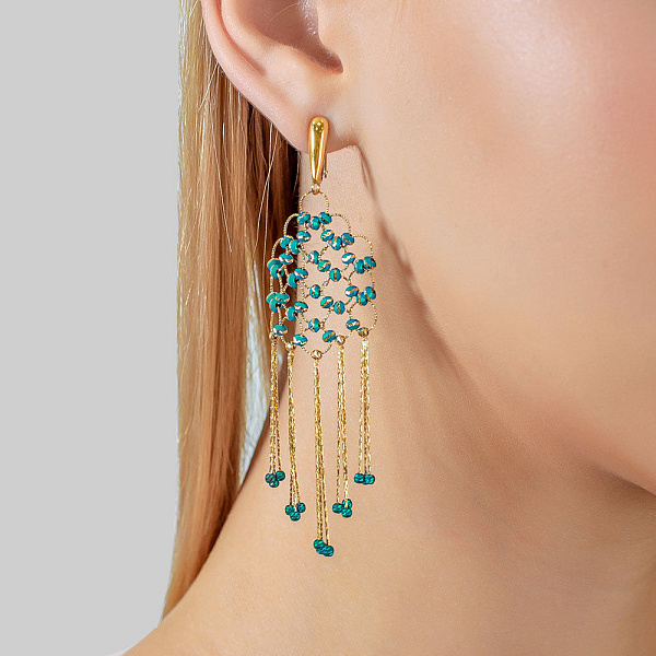 Золотые серьги с подвесками Francelli (арт. 106821жг) – изображение 2