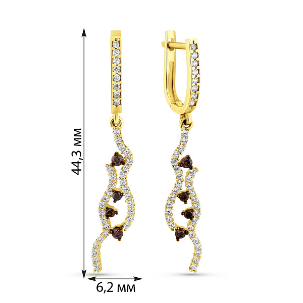Сережки-подвески из желтого золота с фианитами (арт. 101683ж) – изображение 2