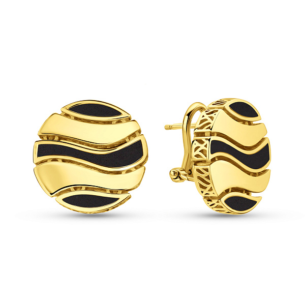 Сережки з жовтого золота Francelli з оніксом (арт. 1091327жо) – зображення 1